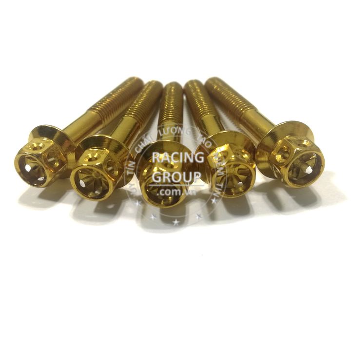 Ốc gr5 6li40 Inox vương miện vàng gắn các vị trí tương thích trên xe máy