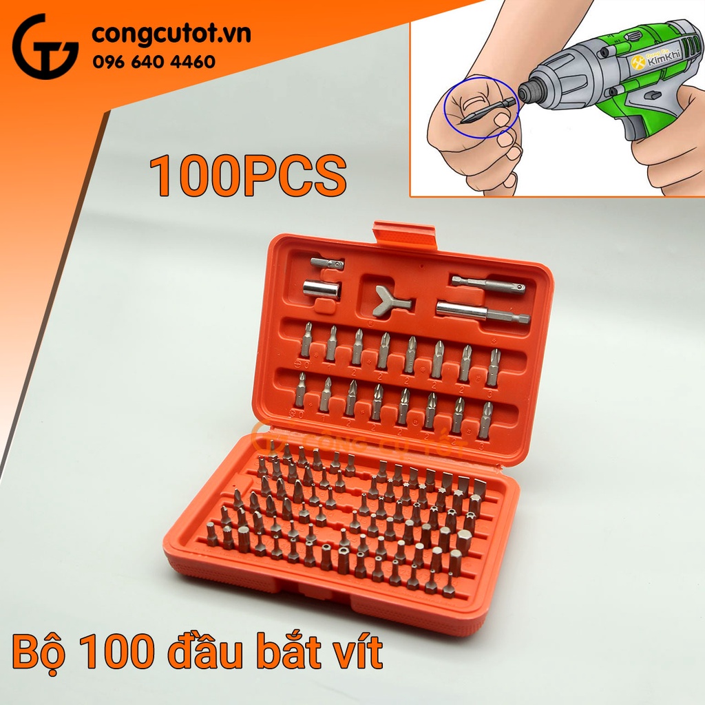 Bộ 100 đầu vặn vít thép hợp kim CR-V