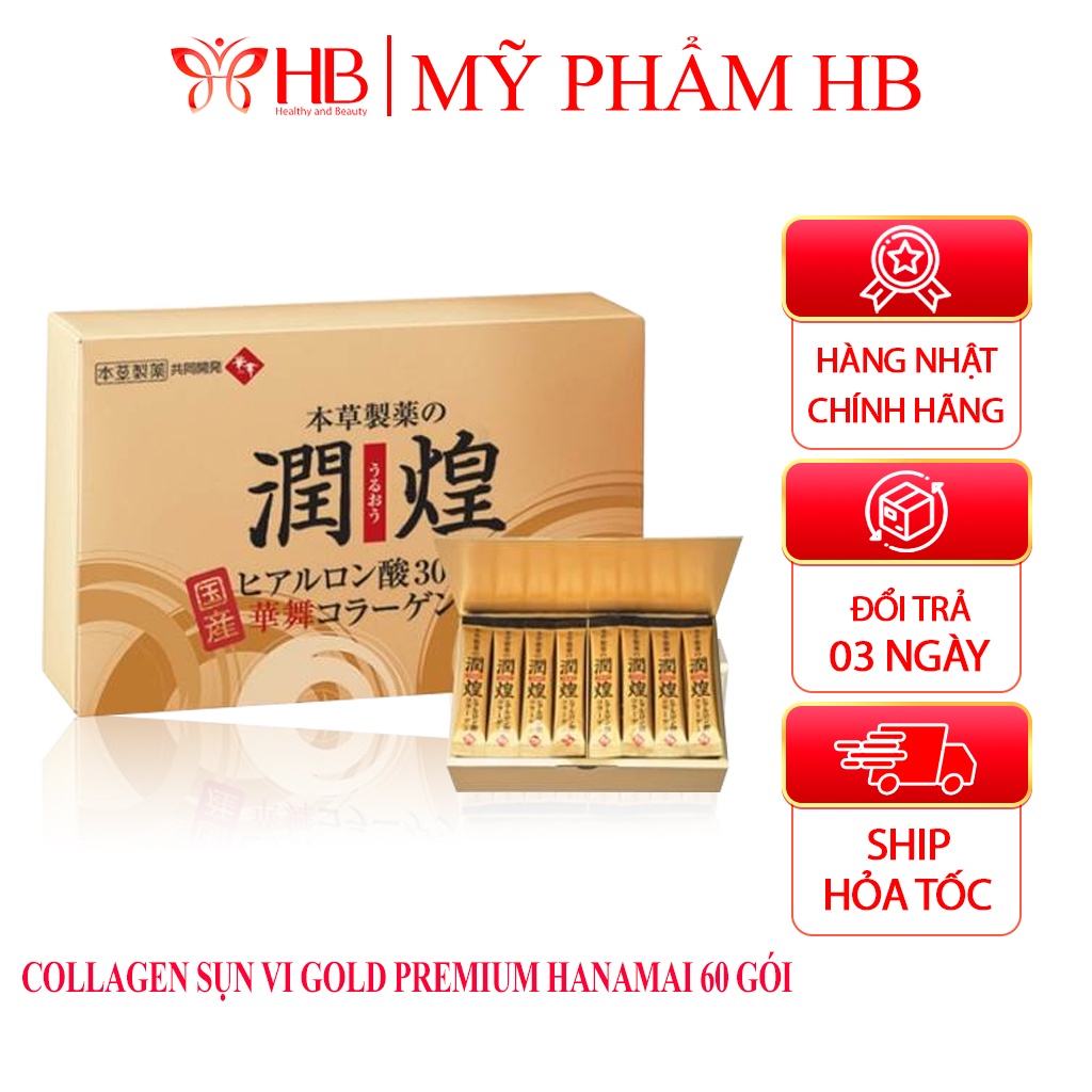 Bột collagen hanamai gold Nhật Bản hộp 60 gói dùng 30 ngày