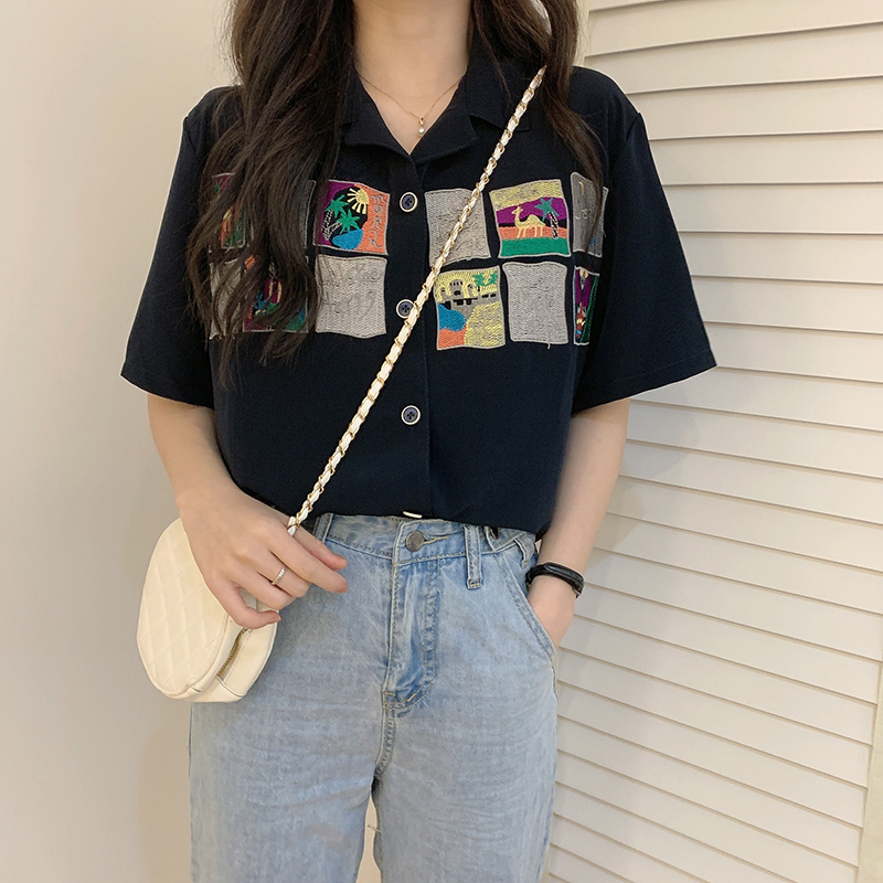 172473 |Màu Đen| Áo Sơ Mi Tay Lửng Thời Trang Cá Tính Trẻ Trung