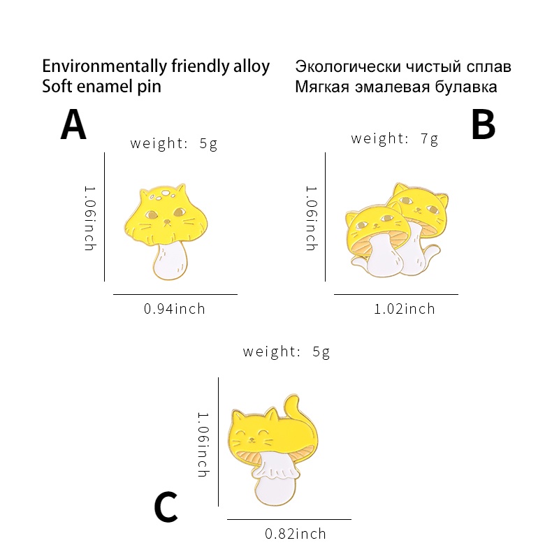 Ghim cài áo trang trí Qihe Jewelry hình mèo nấm đáng yêu