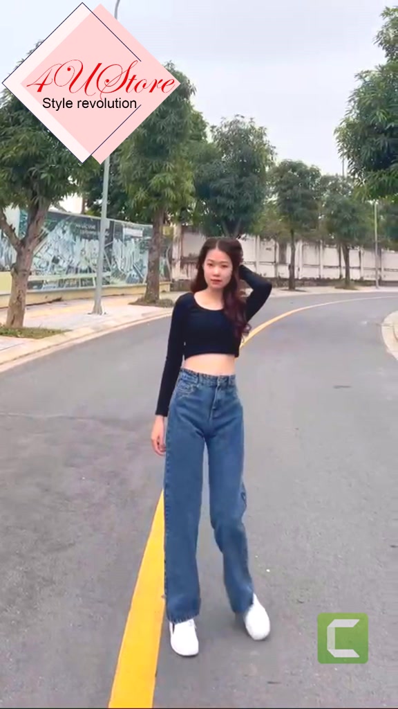 Quần JEAN nữ ống rộng, Quần BÒ nữ ống suông màu xanh đậm, kiểu baggy ống đứng JN4U ảnh thật | BigBuy360 - bigbuy360.vn