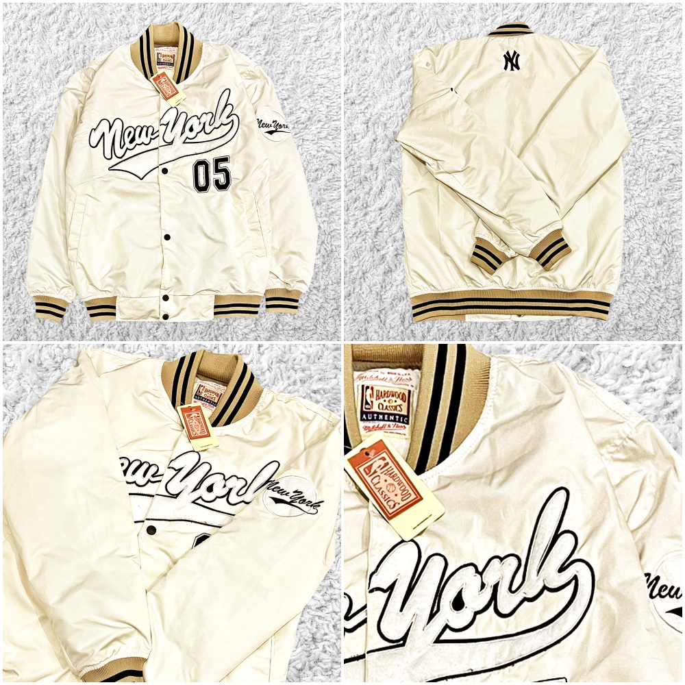 Varsity NEW ERA MLB NY YANKEES 05 Áo Khoác Bóng Chày Màu Be Ngà Với Nhãn Dán Miễn Phí Hình Dán Miễn Phí