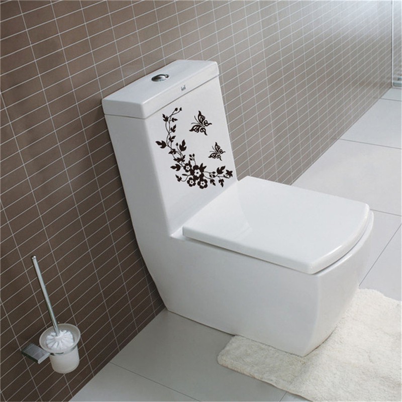 Hl Sticker Dán Trang Trí Toilet Hình Hoa Và Bướm