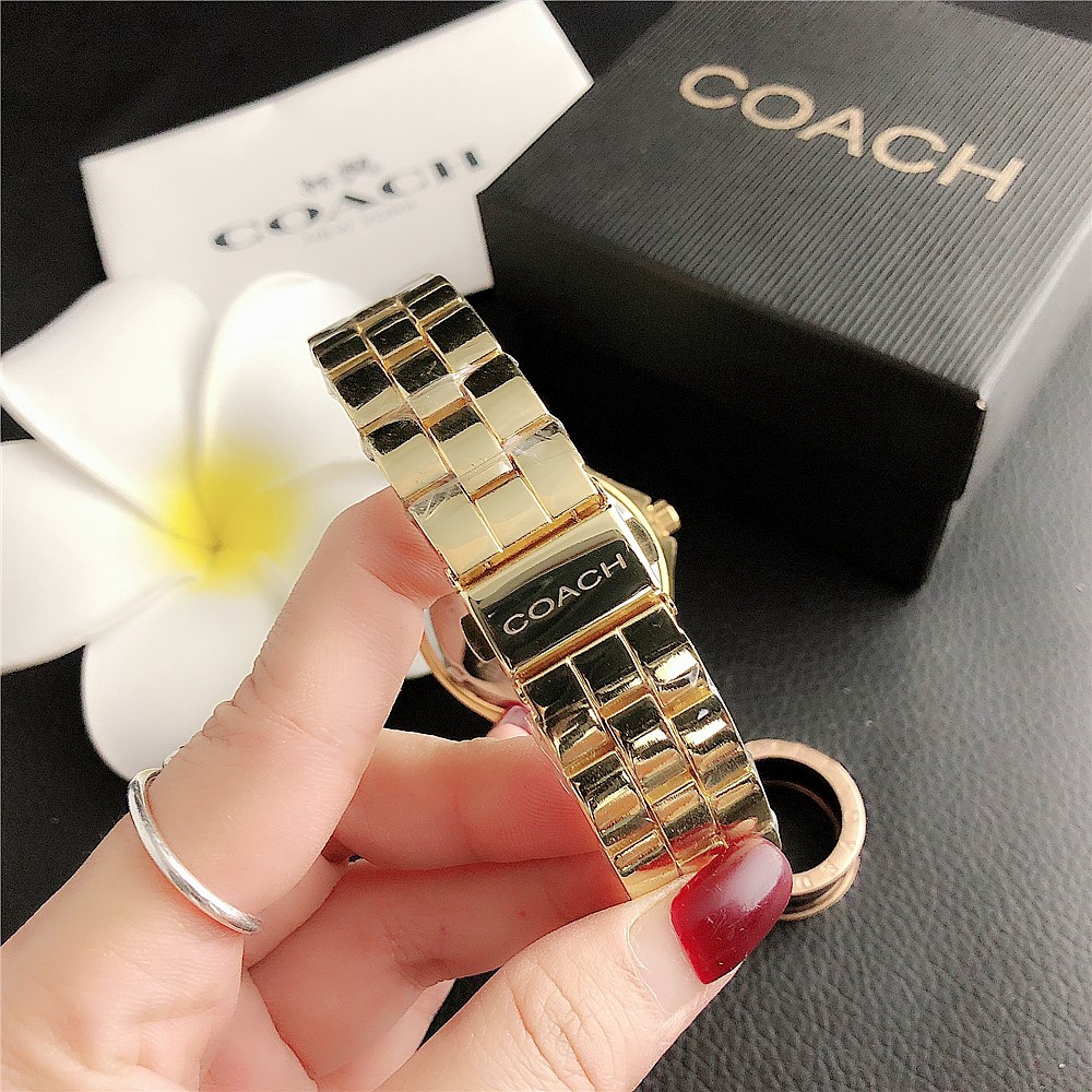 Coach Jam Tangan Wanita Đồng hồ đeo tay nữ bằng thép không gỉ Đồng hồ chống nước