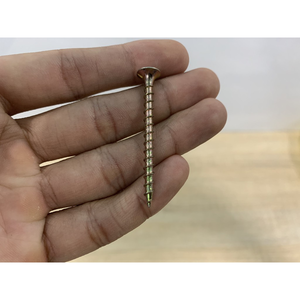 100 gram Vít gỗ vàng đầu bằng 1.5F, 2F, 2.5F, 3F, 4F, 5F, 6F, 7F - Đồ gia dụng Hoàng Kim
