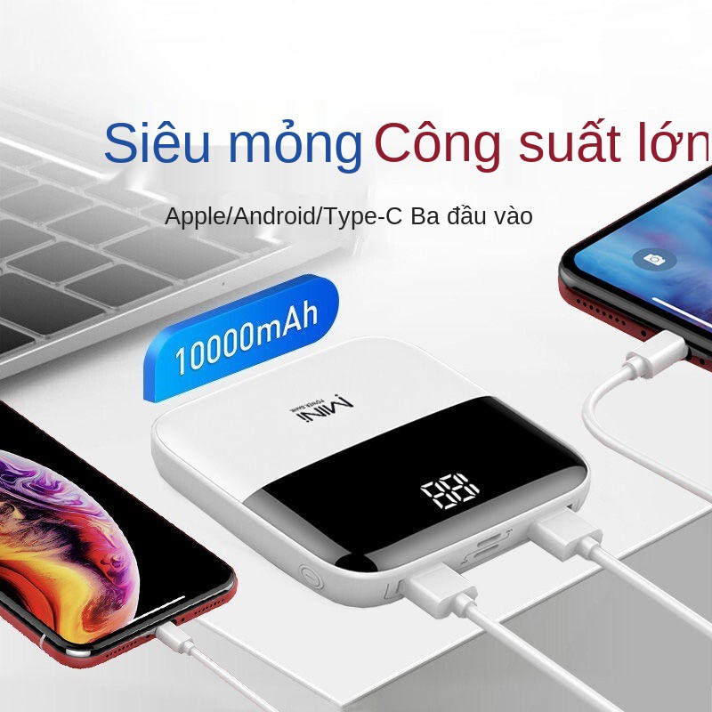 Pin dự phòng mini dung lượng cao 10000mAh, sạc nhanh và siêu mỏng Huawei OPPO Universal Apple