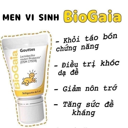 Men vi sinh Biogaia Pháp dạng tuýp - Tăng cường hấp thu miễn dịch, hết táo bón - Xuất xứ Pháp-hàng date mới