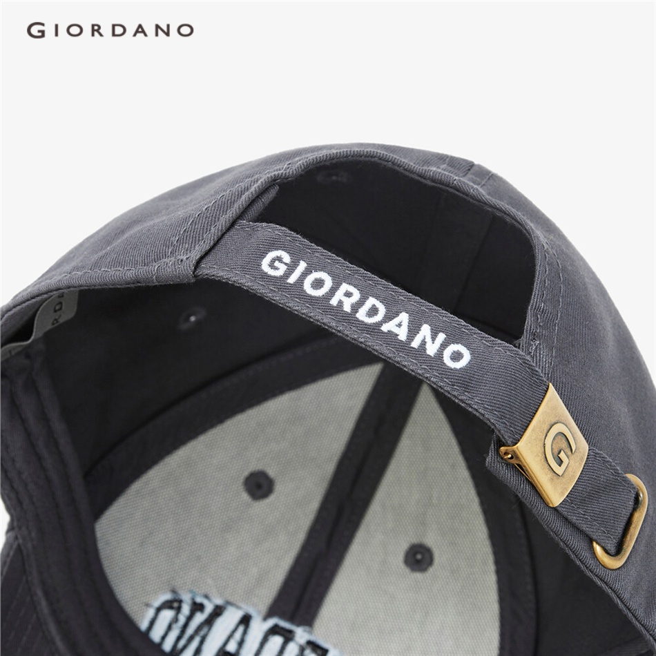 Mũ lưỡi trai GIORDANO 01202011 chất cotton thêu họa tiết trẻ trung có thể điều chỉnh cho nam