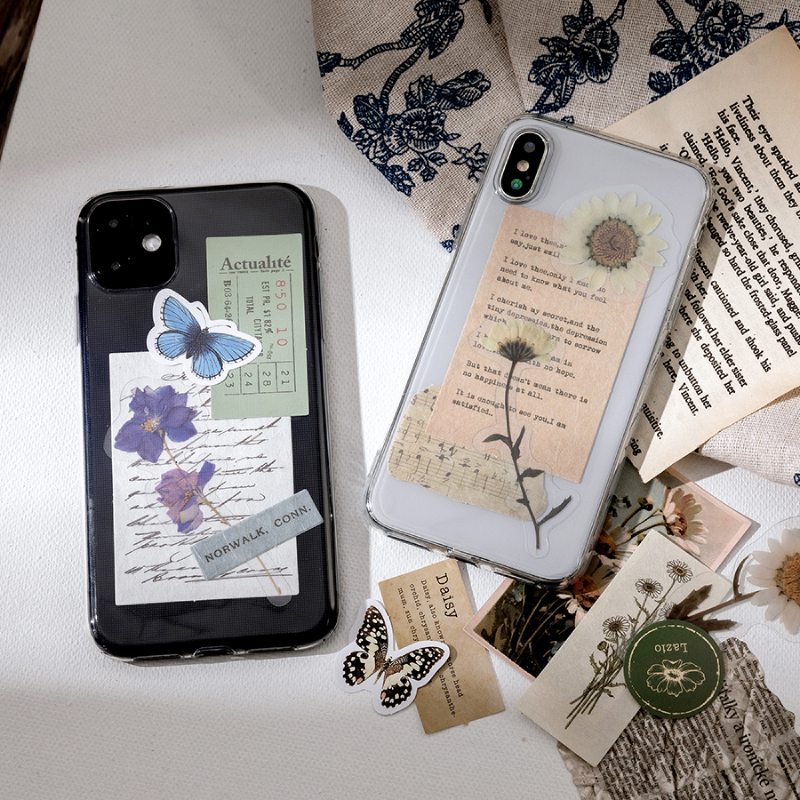 Set 15 Tấm Giấy Trang Trí Ốp Điện Thoại Phong Cách Vintage