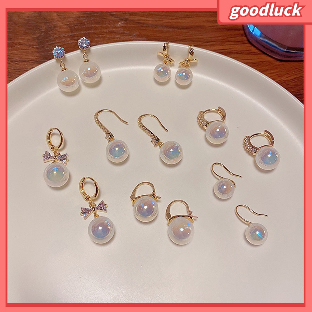 Goodluck| 1 Đôi Bông Tai Nữ Đính Ngọc Trai Nhân Tạo Lấp Lánh