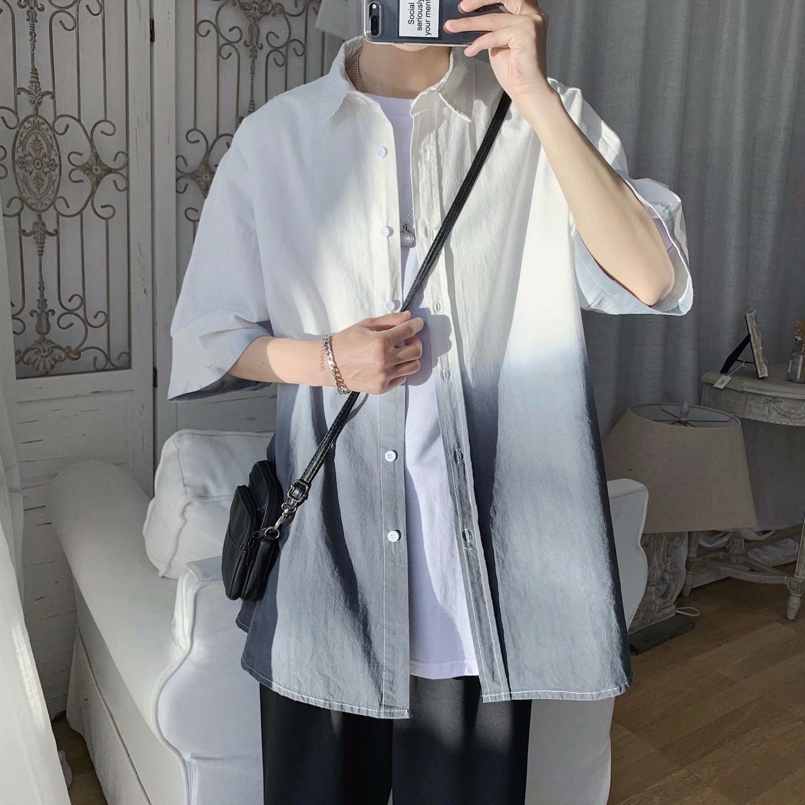 Áo Sơ Mi Nam Ngắn Tay Cổ Bẻ Thời Trang Hàn | BigBuy360 - bigbuy360.vn