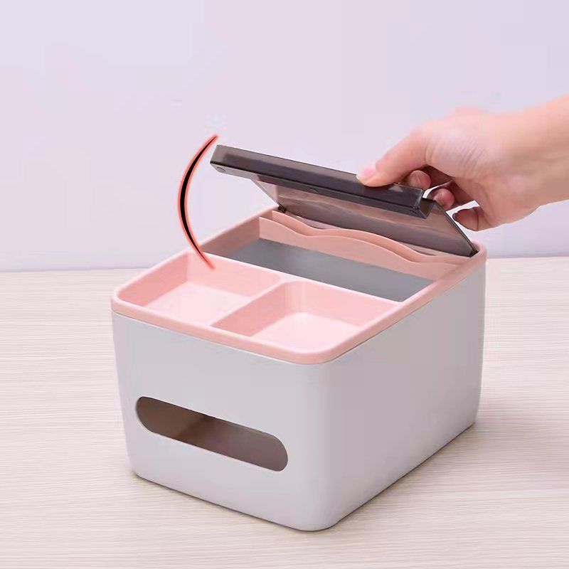 Hộp Đựng Khăn Giấy Bằng Nhựa Có Giá Đỡ Điện Thoại Đa Năng Cho Phòng Khách/Phòng Ngủ