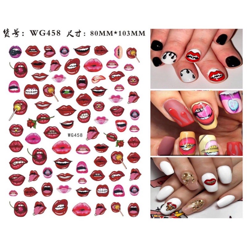 sticker hình môi dán móng tay nail mẫu mới