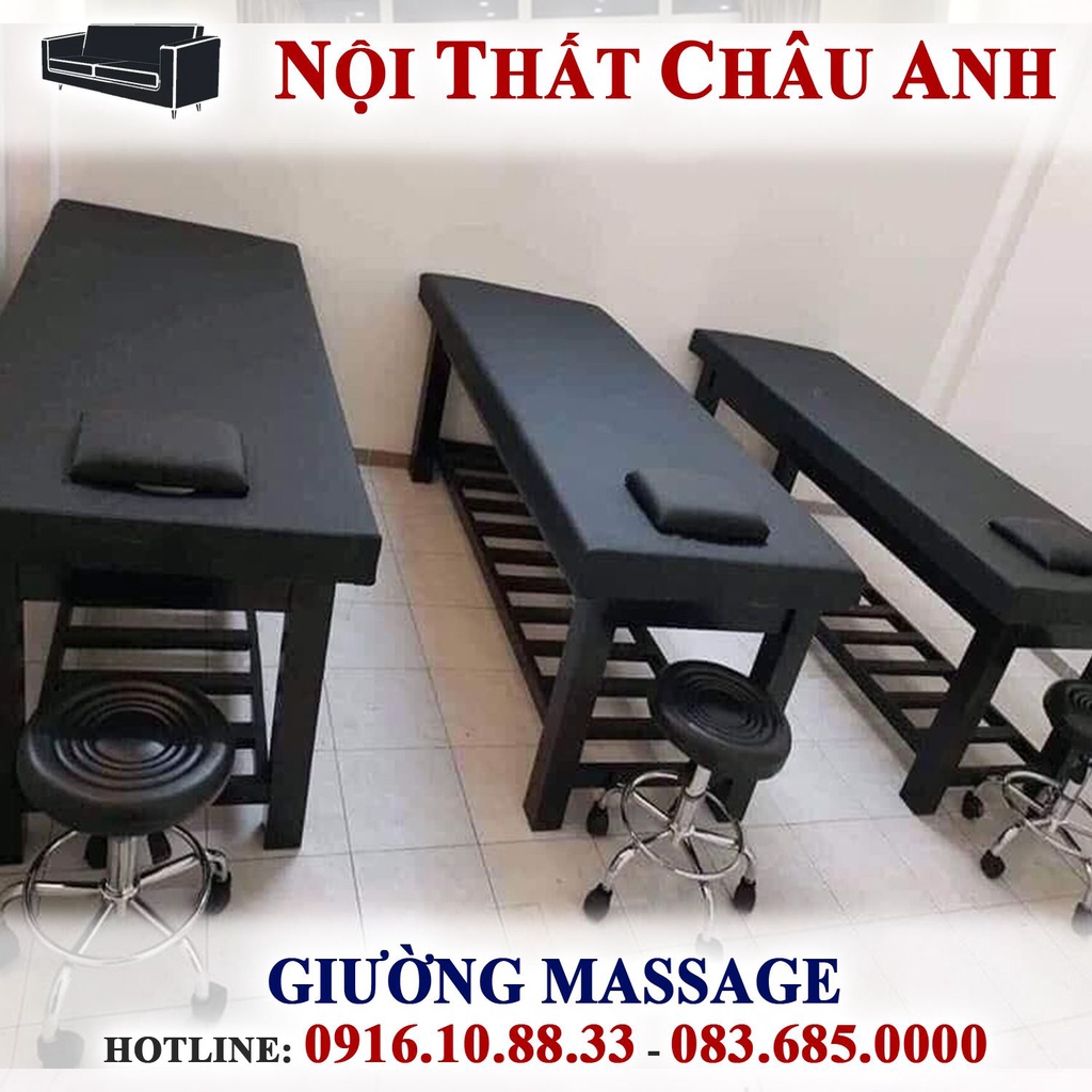 [Hàng Thủ Công] Giường Massage Khung Gỗ Tự Nhiên, Đệm Bọc Nỉ - Mã 01