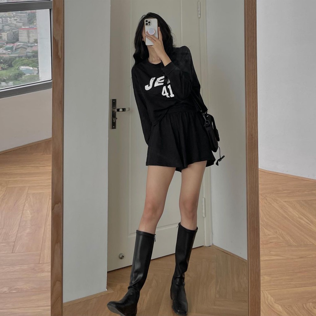 Set Thun Mỏng JETS 41 Áo Croptop + Quần Shorts - Ảnh Thật - Titto Closet