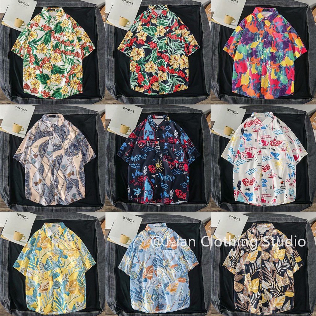 【100 Kiểu】 (S01-S10) Áo Sơ Mi Nam Tay Ngắn In Hoa Phong Cách Hawaii Mùa Hè