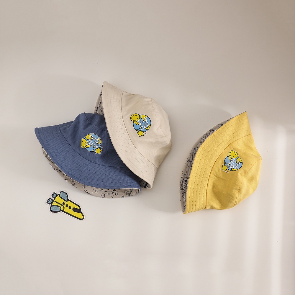 Nón Tai Bèo Hai Mặt In Họa Tiết Hoạt Hình Phi Hành Gia Kiểu Hàn Quốc Cho Bé