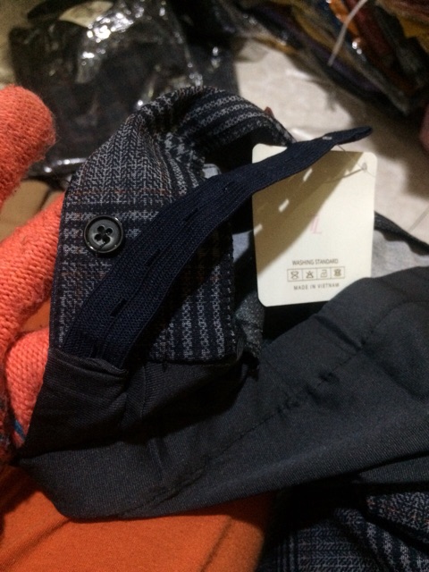 Quần bầu sọc có lưng rút cài nút