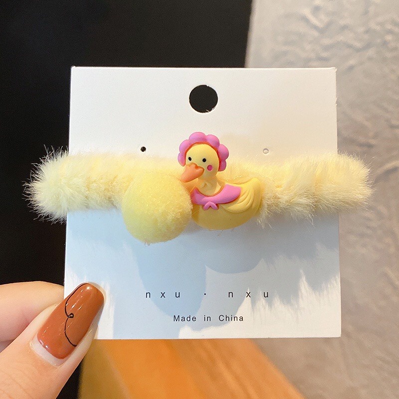 Buộc tóc lông nhung phong cách Hàn Quốc họa tiết hoạt hình Cute