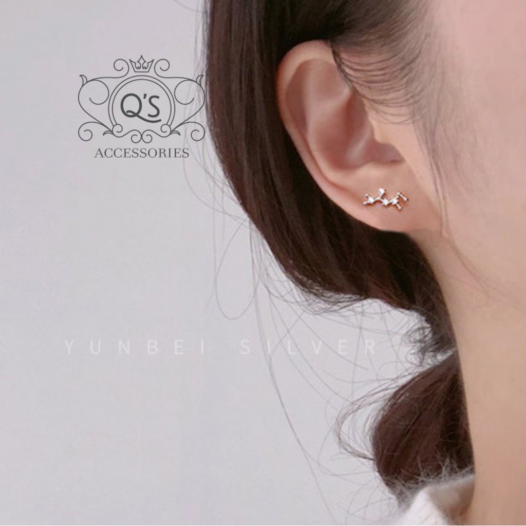 Khuyên tai bạc 12 cung hoàng đạo đính đá bông tai bạc zodiac S925 HOROSCOPE Silver Earrings QA SILVER - KÈM ẢNH THẬT