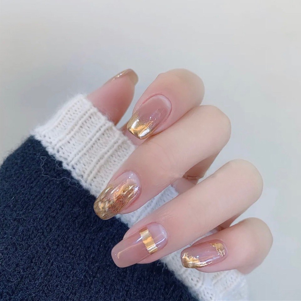 Set 24 móng tay giả đính ngọc, kim cương nhân tạo đẹp rực rỡ AP