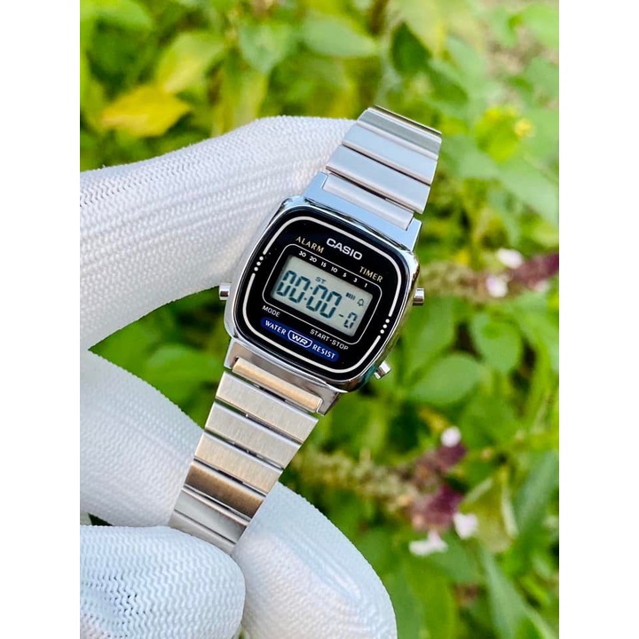 Đồng hồ Nữ Casio LA670WA-1D, đồng hồ chính hãng, bạc mặt đen