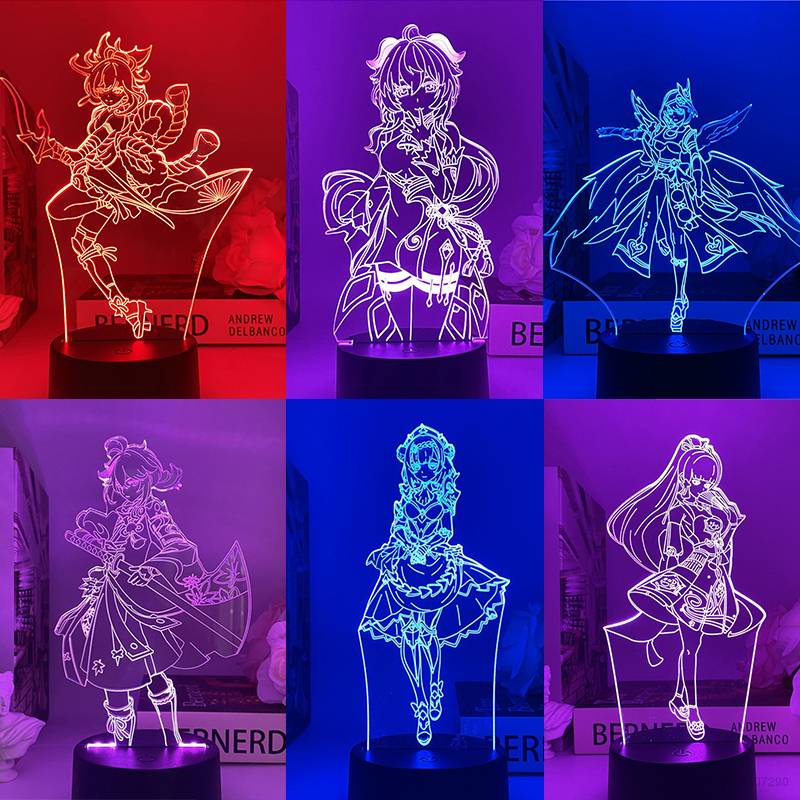 Đèn LED Tạo Hình Anime Yoimiya Ganyu Kazuha Điều Khiển Từ Xa Bằng Acrylic USB Tiện Dụng recomme
