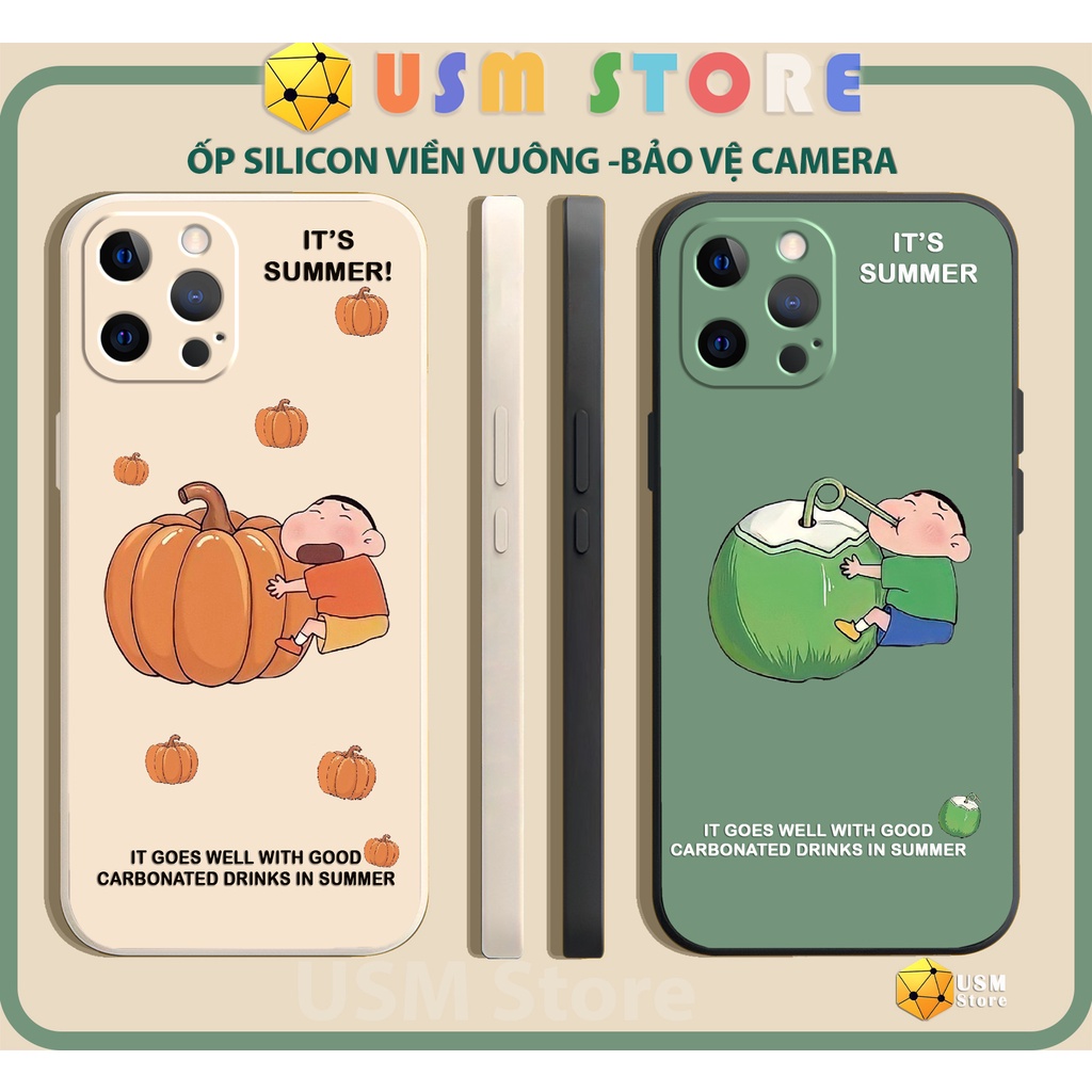 Ốp lưng iphone 11/11Pro/11Promax/12/Mini/12Pro/12 Promax/13/13Pro/13Promax viền vuông bảo vệ camera, hình Shin bút chì