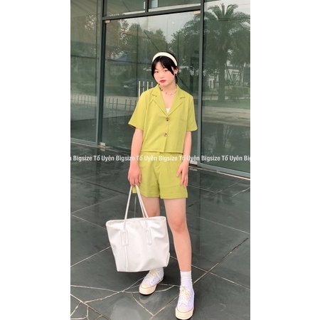 (T.U Bigsize 50-80kg) Set Bộ Vest Cộc Tay Quần Ngắn 2 Màu Hàng QC