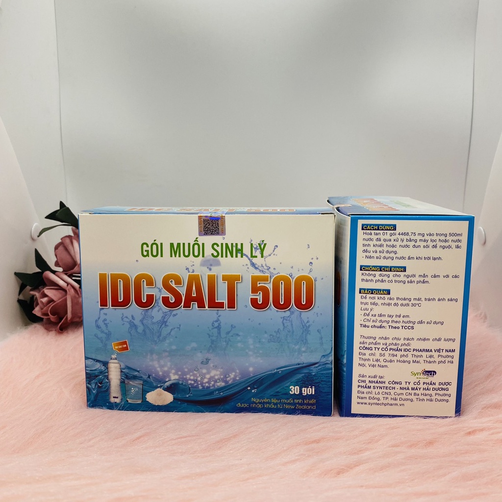 Muối rửa mũi IDC Salt 500 hộp 30 gói giúp vệ sinh mũi họng, da hàng ngày