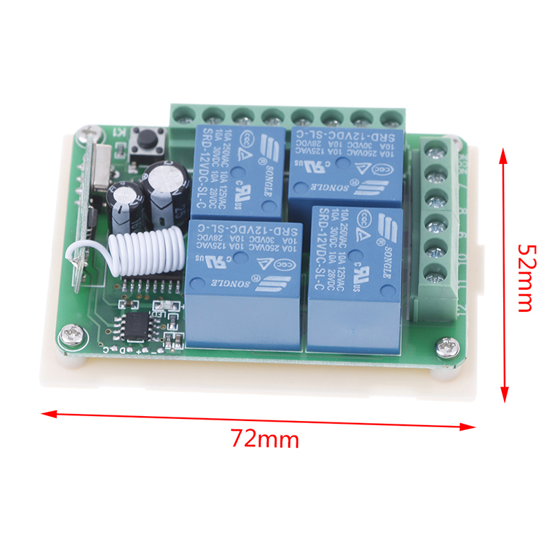 Bo mạch thu hỗ trợ điều khiển từ xa không dây Dc 12v 10a 433mhz 4ch