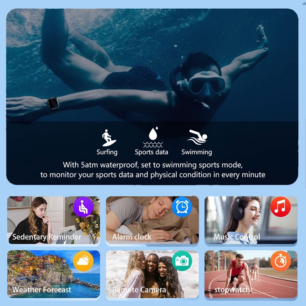 Đồng Hồ Thông Minh NOVA C20 Màn Hình Lớn IP68 Chống Thấm Nước IP68 Đo Nhịp Tim Oxy Máu 5ATM