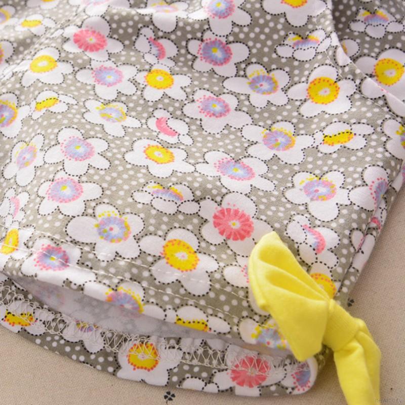 Áo thun sát nách thắt nơ + quần short hoa cho bé gái