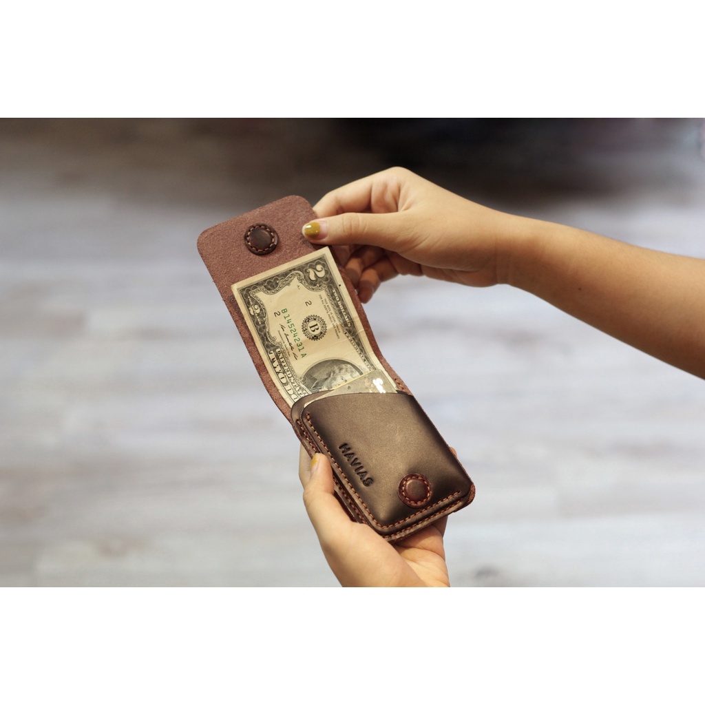 Ví Da Gerbera Handcrafted Mini Wallet HAVIAS - Nâu Sẫm
