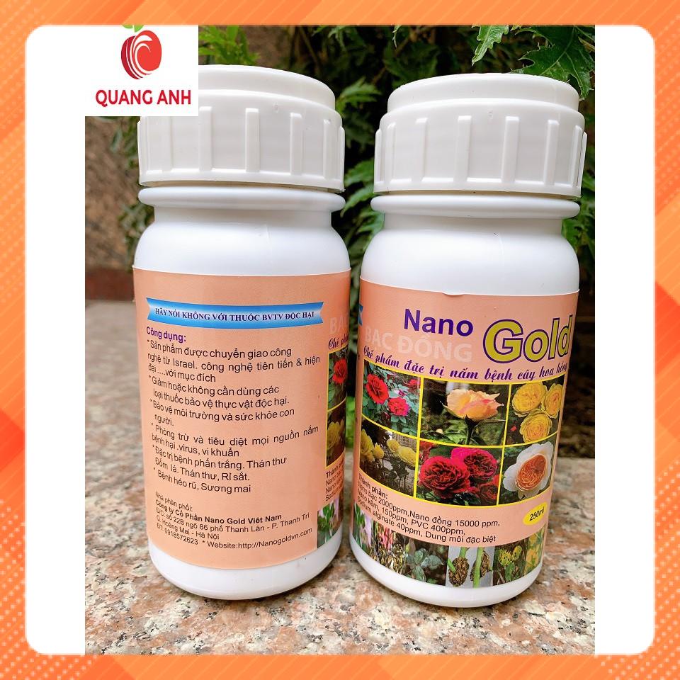 Chế phẩm Nano gold Bạc Đồng đặc trị nấm bệnh cho cây hoa hồng 250ml