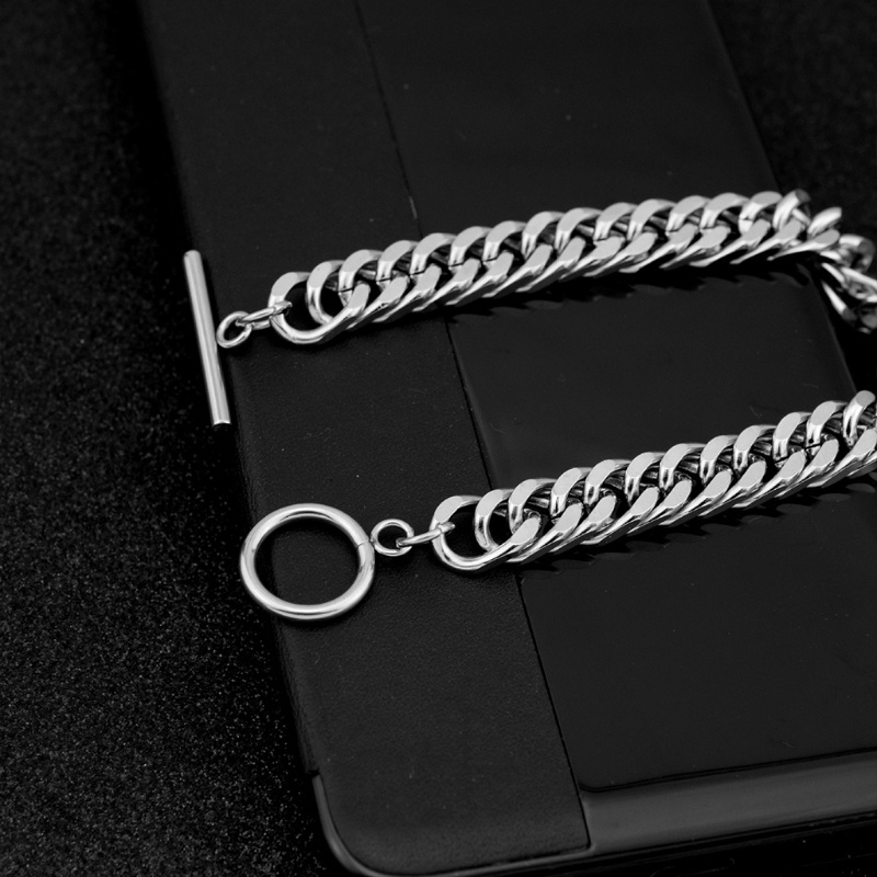 Vòng Tay Dây Xích Bằng Thép Không Gỉ Phong Cách Hip Hop Thời Trang Cho Nam Và Nữ