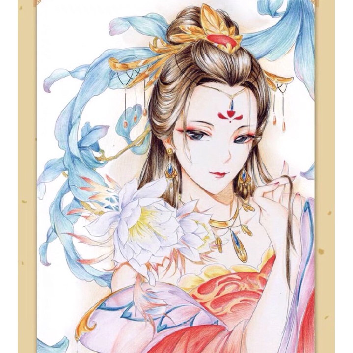 [Michi Art Store] Tư Mỹ Nhân - Tuý Hoa Nhan - Artbook nghệ thuật tranh tô màu mỹ nữ cổ phong