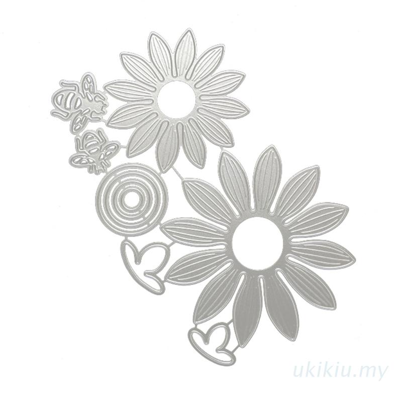 Khuôn cắt giấy làm từ kim loại hình chú ong và hoa trang trí Scrapbook