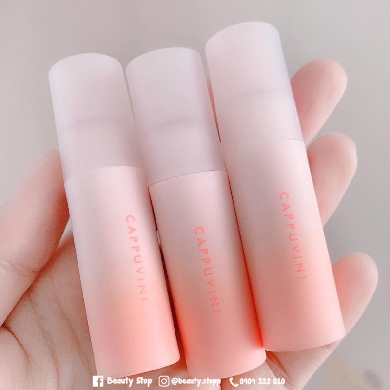 Set 3 Son Kem Bùn Lì Siêu Mượt CAPPUVINI Lucky Girl Air Feeling Lip Mud