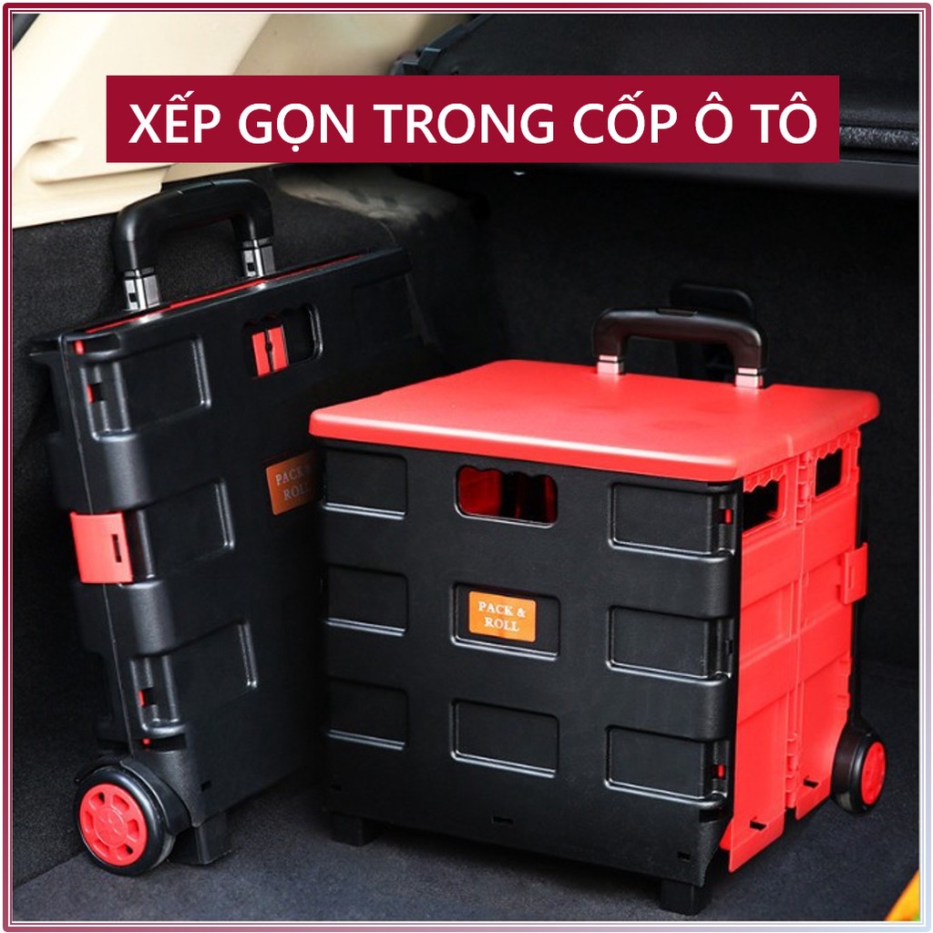 Xe kéo hàng hình vali gấp gọn 2 bánh Nhật Bản Nhập Khẩu Fujihome, xe đẩy hàng xếp gọn đi chợ mini đa năng siêu thị, ô tô