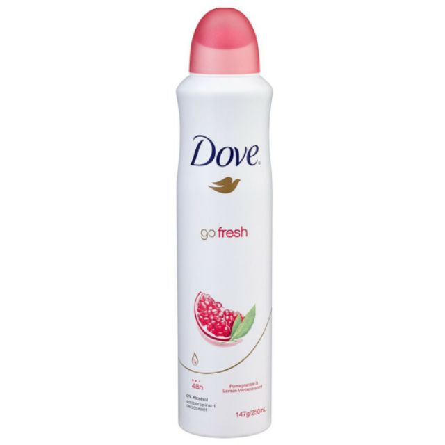 Xịt Khử Mùi Dove Go Fresh Pomegranate & Lemon Verbena Scent Moisturising Cream 48H - 150ml - Hương Lựu.