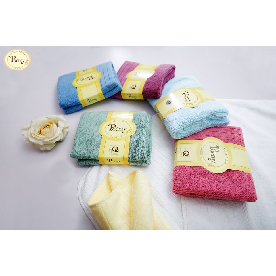 Khăn mặt chữ nhật Poêmy sọc gân KT(29x45) - khăn mặt cao cấp