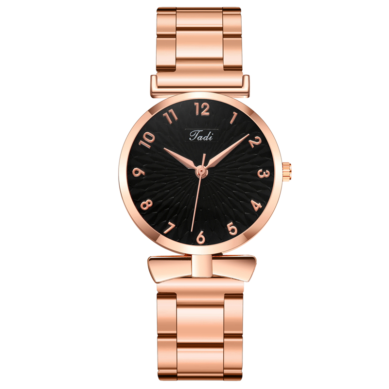 ZOLFA Elegant Rose Gold Stainless Steel Strap Female Watches Classic Black Ladies Dress Analog Clocks Đồng hồ nữ