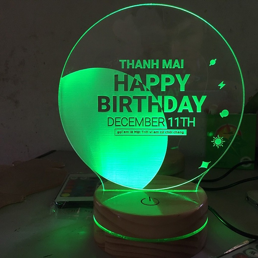 Đèn Trang trí led 3D HAPPY BIRTHDAY, quà tặng sinh nhật, vanlentine, tình yêu | Khắc tên theo yêu cầu |Quà Tặng Độc Đáo
