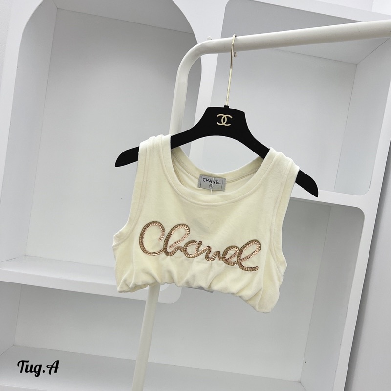 Áo ba lỗ bo chữ kim sa