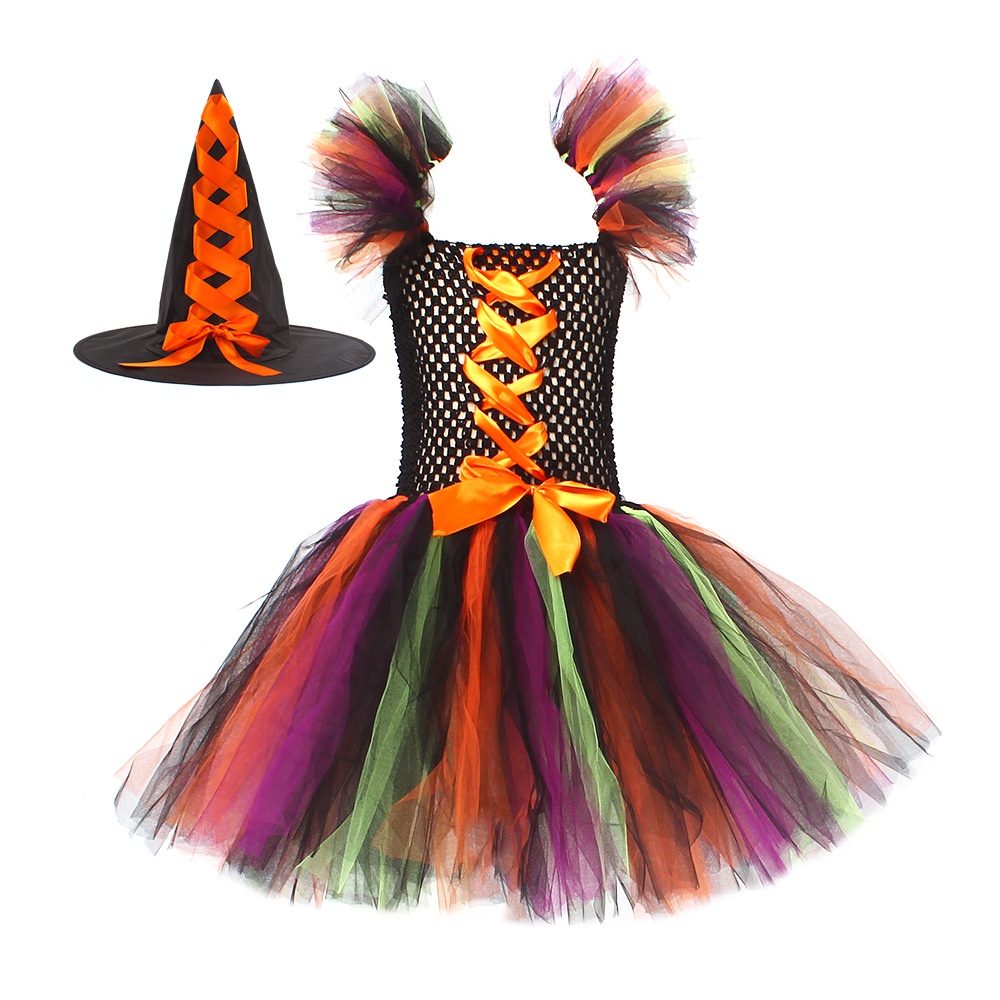Đầm Công Chúa Halloween Tay Ngắn Bằng Vải Tuyn Dành Cho Bé Gái