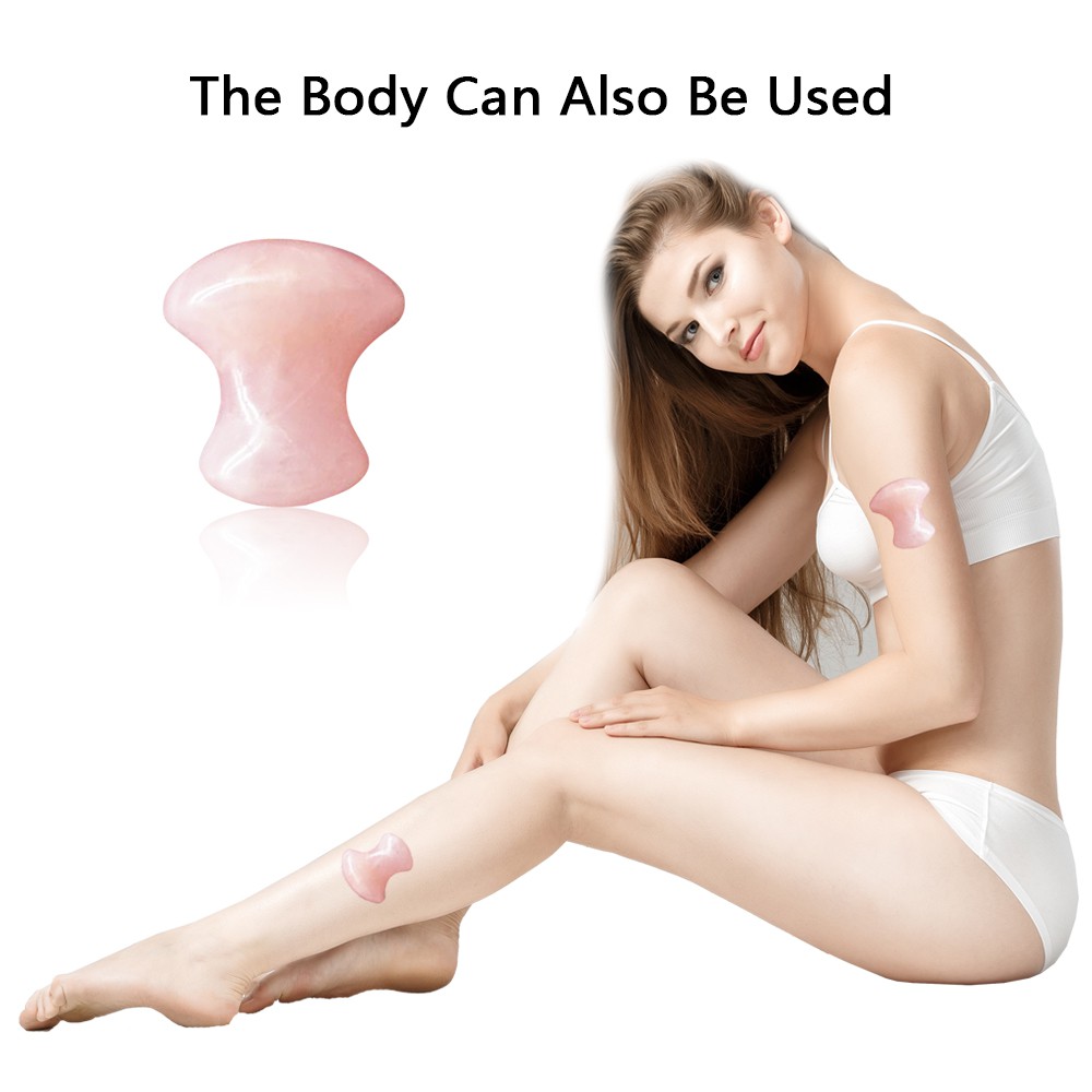 Dụng cụ lăn mát xa mặt bằng đá thạch anh hồng cho nữ