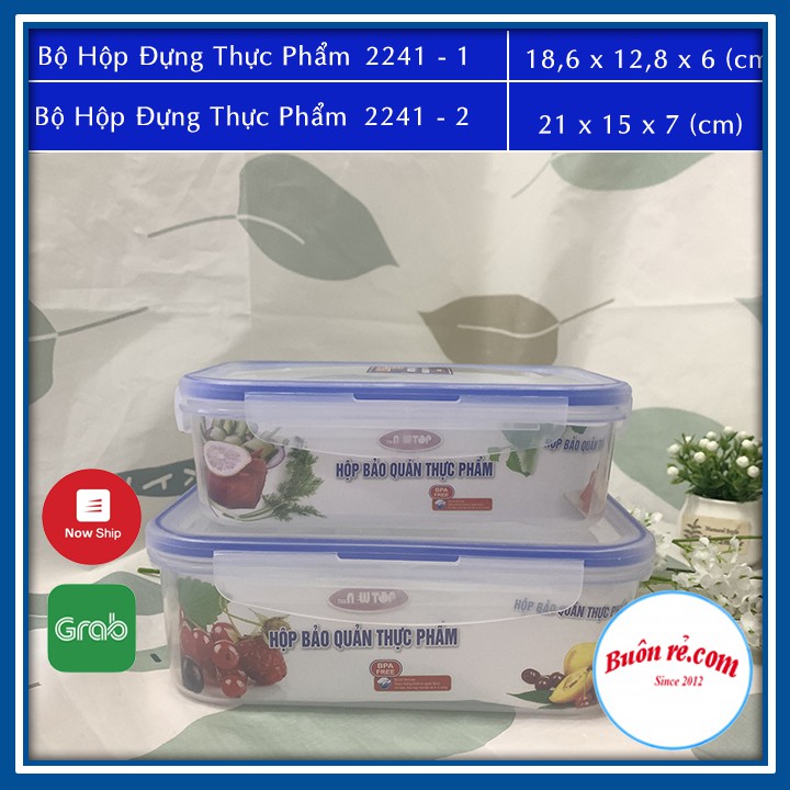 Bộ 2 hộp  đựng trữ đồ đông- hộp đựng thực phẩm Song Long 4 khóa siêu bền (MS:2241) - br00314