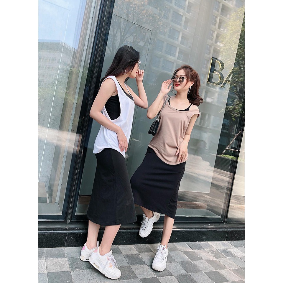 Đầm Thun 2 Dây Kèm Áo So Hot VD2791135